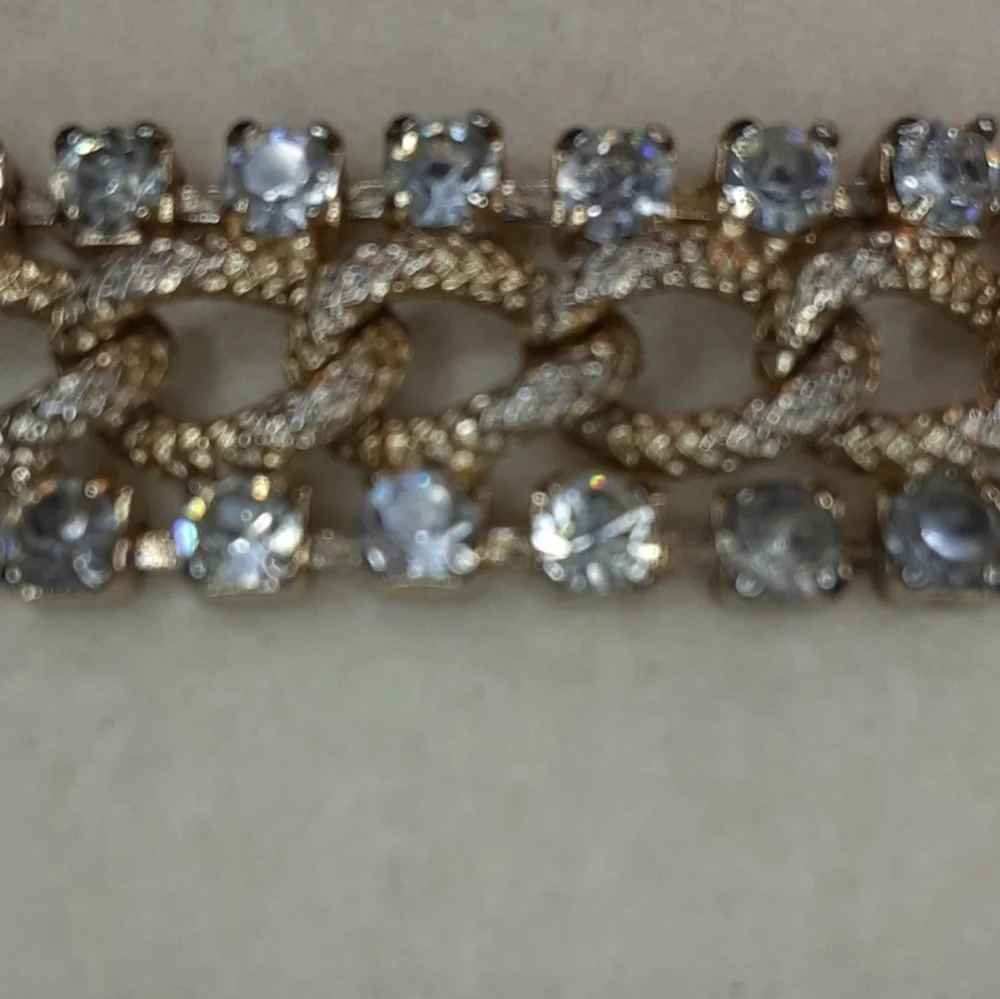 Vintage Mid Century Silver & Gold Tone Bracelet with Rhinestones